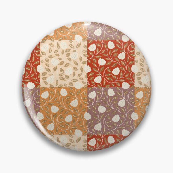 Item preview, Hand-painted floral faux quilt pattern in autumnal colors designed and sold by Sonja Birkelbach.