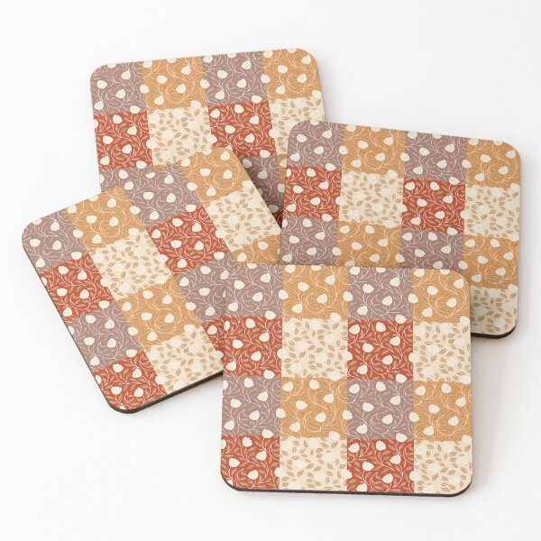 Item preview, Hand-painted floral faux quilt pattern in autumnal colors designed and sold by Sonja Birkelbach.