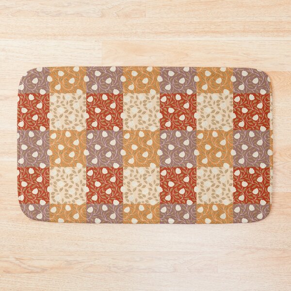Item preview, Hand-painted floral faux quilt pattern in autumnal colors designed and sold by Sonja Birkelbach.