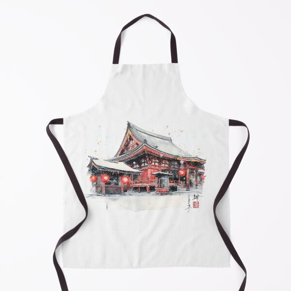 Item preview, Senso-ji Temple Winter Watercolor Print, Tokyo Snow Lantern Wall Art designed and sold by JPrintsInc.