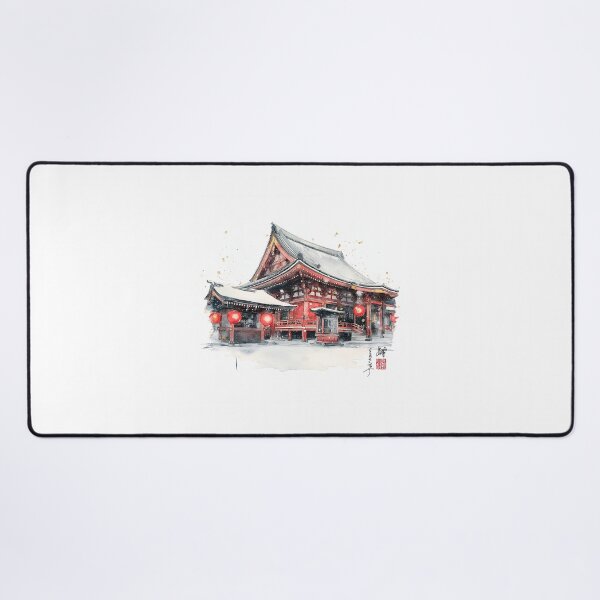 Item preview, Senso-ji Temple Winter Watercolor Print, Tokyo Snow Lantern Wall Art designed and sold by JPrintsInc.