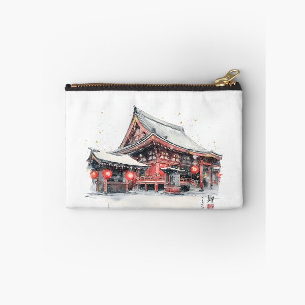 Item preview, Senso-ji Temple Winter Watercolor Print, Tokyo Snow Lantern Wall Art designed and sold by JPrintsInc.