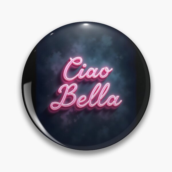 Item preview, Pink Neon Ciao Bella Sign – Dark Blue Cloudy Background designed and sold by EmeraldeaArt.