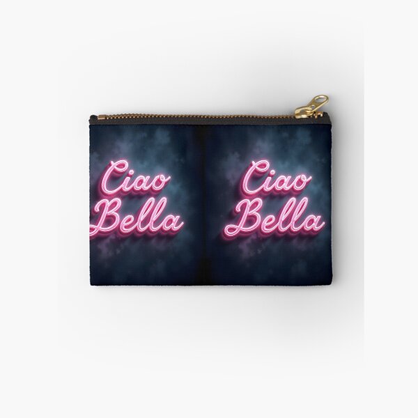 Item preview, Pink Neon Ciao Bella Sign – Dark Blue Cloudy Background designed and sold by EmeraldeaArt.