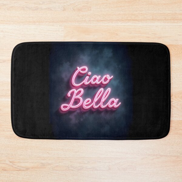 Item preview, Pink Neon Ciao Bella Sign – Dark Blue Cloudy Background designed and sold by EmeraldeaArt.