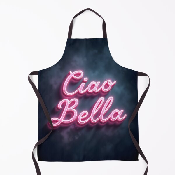 Item preview, Pink Neon Ciao Bella Sign – Dark Blue Cloudy Background designed and sold by EmeraldeaArt.