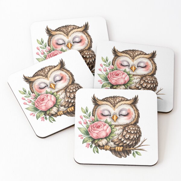 Item preview, Peaceful Owl Holding Pink Flowers designed and sold by Artdrop62.