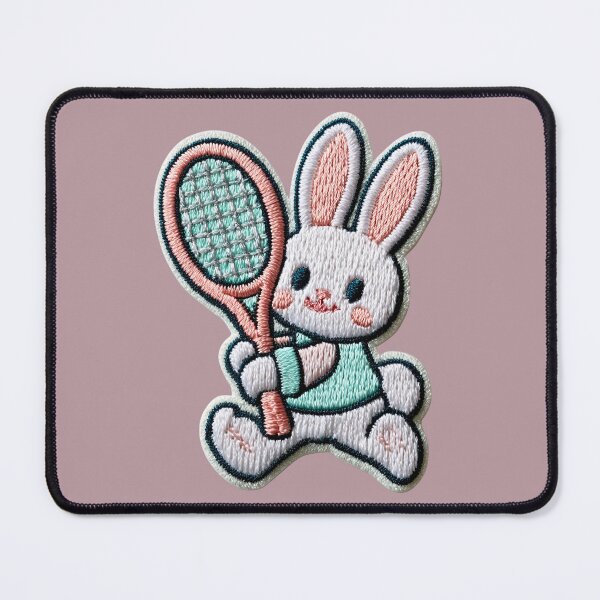 Item preview, Cute Tennis Bunny Patch designed and sold by MegaNovaArt.