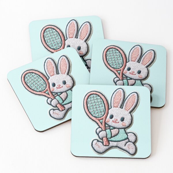Item preview, Cute Tennis Bunny Patch designed and sold by MegaNovaArt.