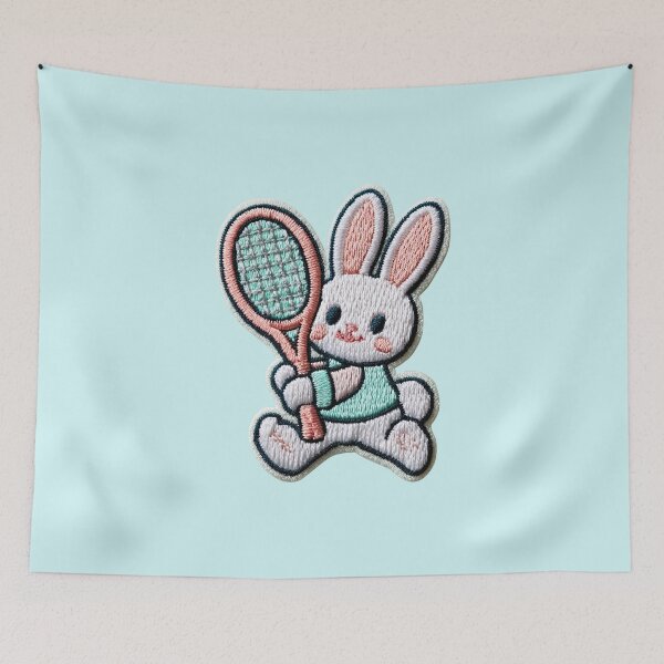 Item preview, Cute Tennis Bunny Patch designed and sold by MegaNovaArt.