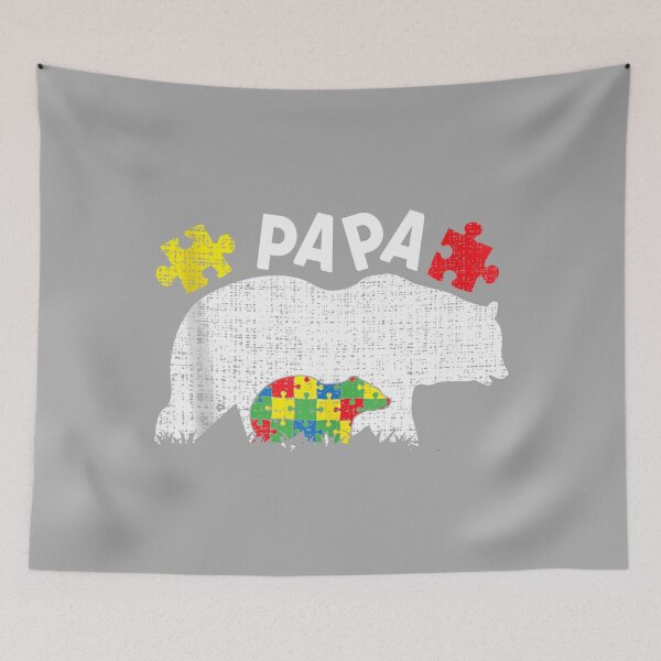 Item preview, Autism Dad Bear Papa Colorful Puzzle April Autism Awareness Tank Top designed and sold by KathieFaugh.