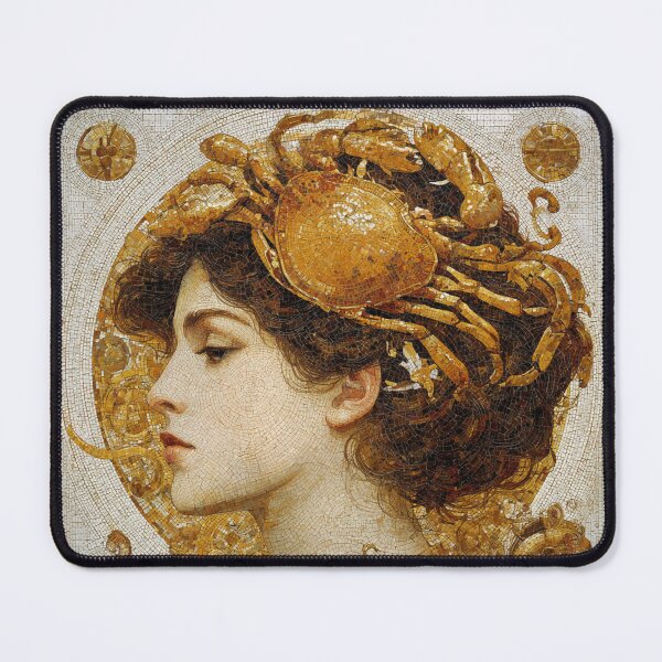 Item preview, Cancer Zodiac Art - Vintage Nouveau Golden Crab Goddess designed and sold by KissMyBerry.