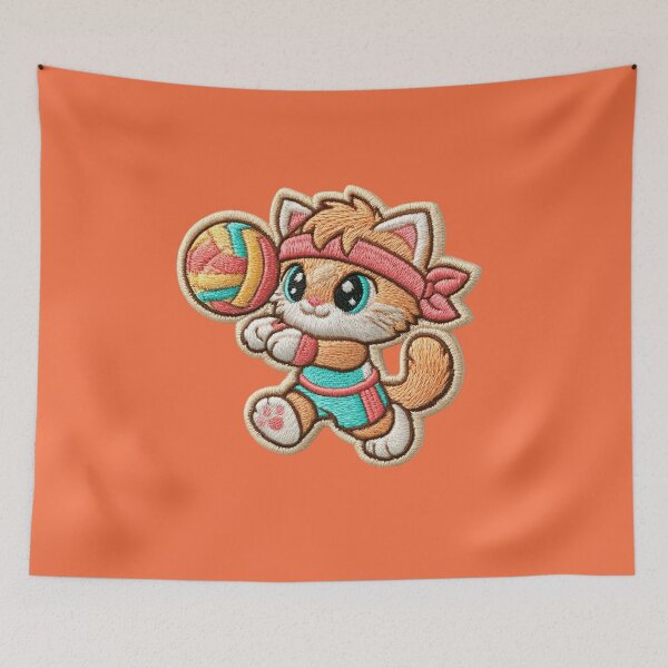Item preview, Cute Volleyball Kitten Patch designed and sold by MegaNovaArt.