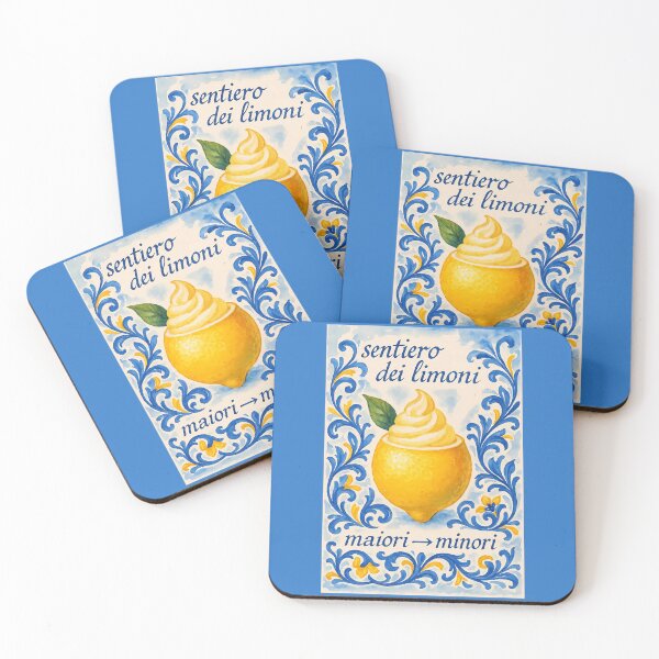 Item preview, The Lemon Path Maiori–Minori – Lemon Sorbet Mediterranean Tile Watercolor Design designed and sold by EmeraldeaArt.