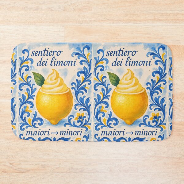 Item preview, The Lemon Path Maiori–Minori – Lemon Sorbet Mediterranean Tile Watercolor Design designed and sold by EmeraldeaArt.