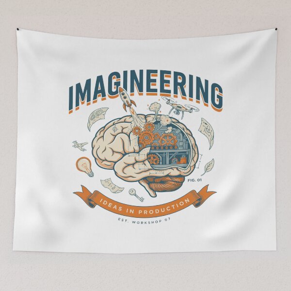 Item preview, Imagineering Ideas in Production – Creative Engineering Brain Blueprint Design designed and sold by ArcticFoxStudio.