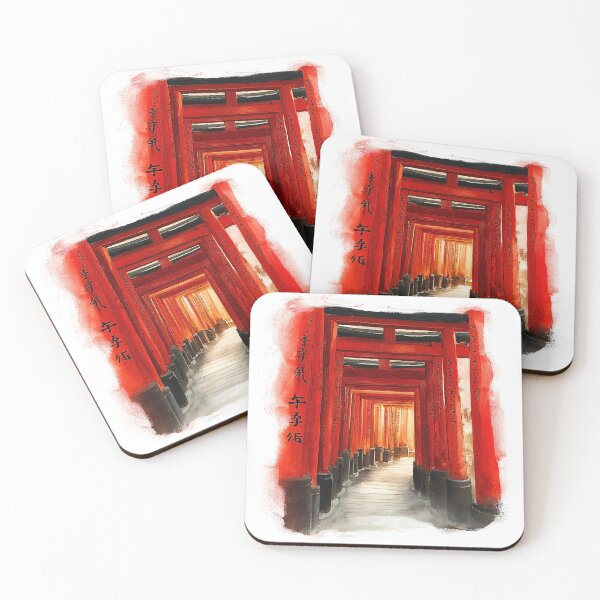 Item preview, Fushimi Inari Torii Gate Watercolor Print, Immersive Shrine Path Wall Art designed and sold by JPrintsInc.