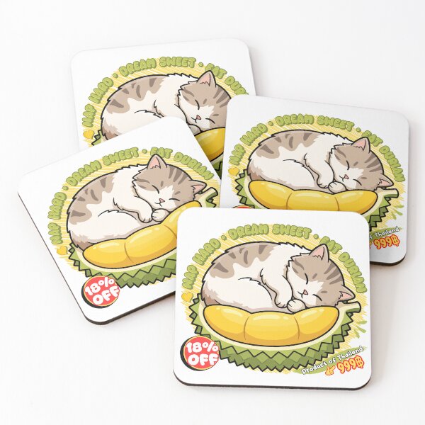 Item preview, Cute Sleeping Cat Durian Kawaii Design designed and sold by Muri Neko.