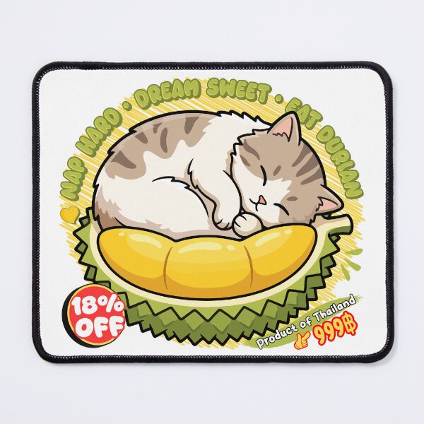 Item preview, Cute Sleeping Cat Durian Kawaii Design designed and sold by Muri Neko.