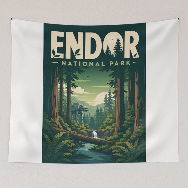 Item preview, Endor National Park Redwood Forest Galactic Landscape Inspired by Endor Moon designed and sold by Places On Earth.