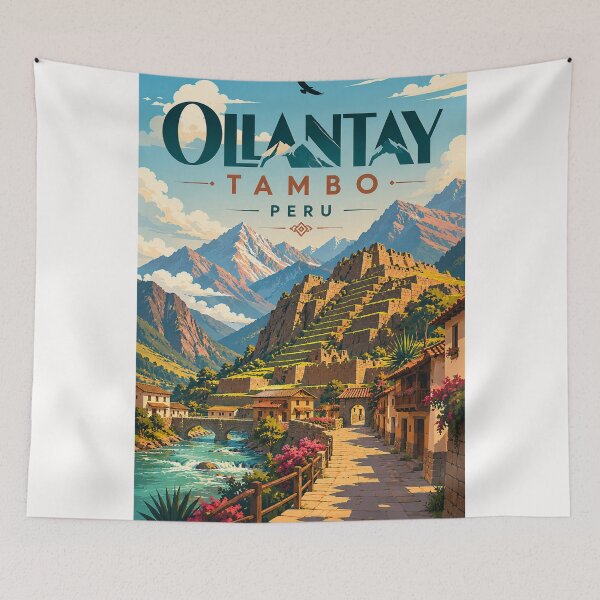 Item preview, Ollantaytambo in Sacred Valley Peru Inca Ruins with Andes Mountains designed and sold by Places On Earth.