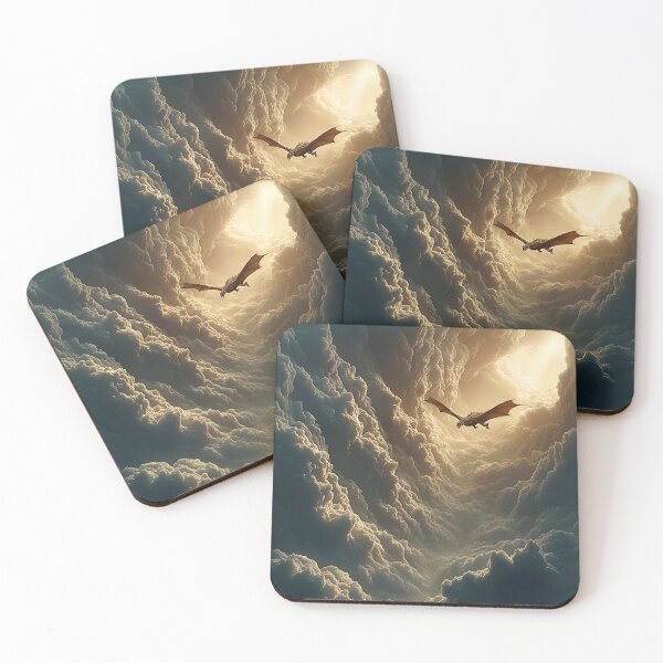 Item preview, Flying Dragon Storm Clouds Fantasy Art Print designed and sold by JPrintsInc.
