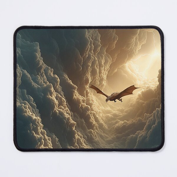 Item preview, Flying Dragon Storm Clouds Fantasy Art Print designed and sold by JPrintsInc.