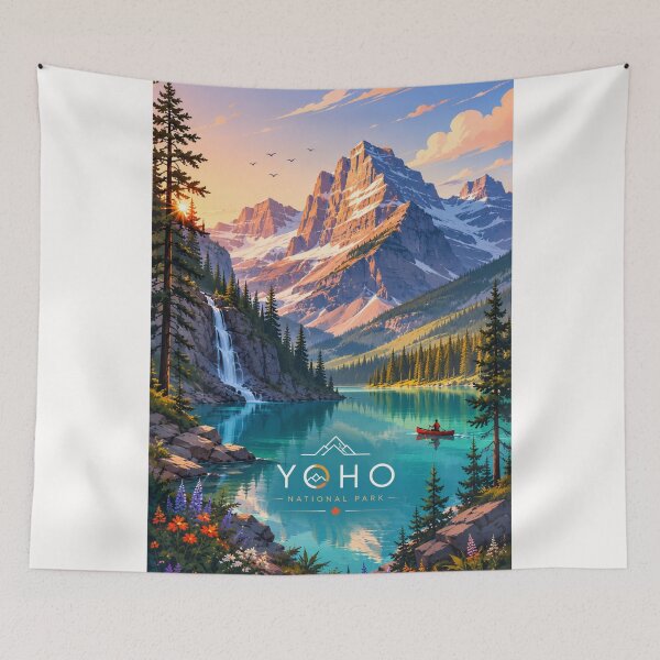 Item preview, Yoho National Park Emerald Lake Waterfall and Canadian Rockies Alberta Landscape designed and sold by Places On Earth.
