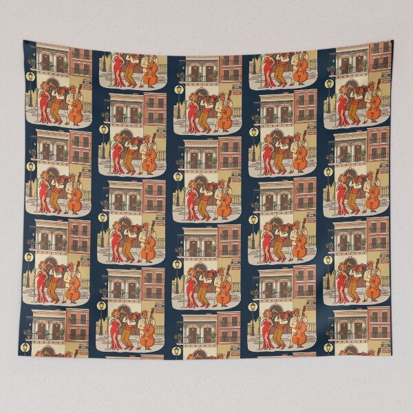 Item preview, New Orleans Jazz Street Band Vintage French Quarter Music Art designed and sold by mashmosh.