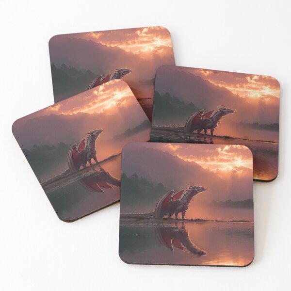Item preview, Dragon Sunset Lake Reflection Art Print designed and sold by JPrintsInc.
