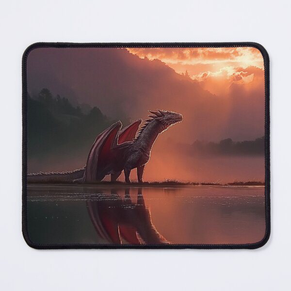 Item preview, Dragon Sunset Lake Reflection Art Print designed and sold by JPrintsInc.