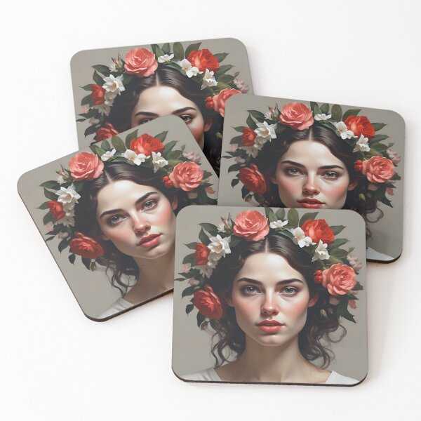 Item preview, Woman with flowers wall art print designed and sold by MK26Designs.