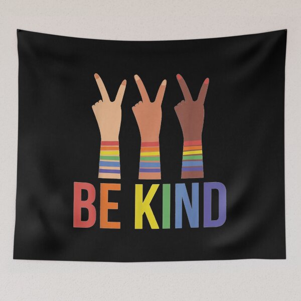 Item preview, Be Kind Rainbow Pride Peace Sign Hands LGBTQ Community Support Design designed and sold by TrevorCantela.