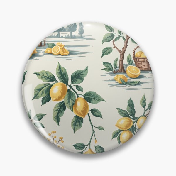 Item preview, French Citrus Toile Pattern – Lemon Orchard Cottagecore Wallpaper Design designed and sold by Tamas Das.