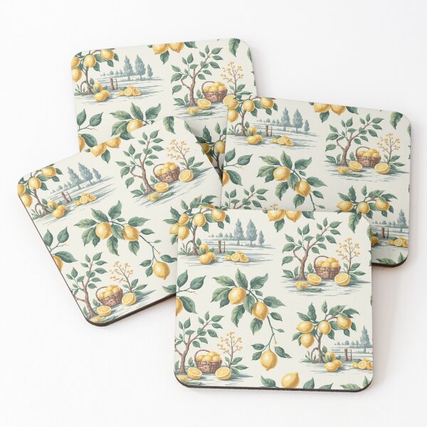 Item preview, French Citrus Toile Pattern – Lemon Orchard Cottagecore Wallpaper Design designed and sold by Tamas Das.