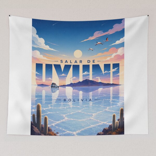 Item preview, Salar de Uyuni Bolivia Salt Flats Mirror Landscape with Isla Incahuasi and Altiplano Sky designed and sold by StampMyPassport.