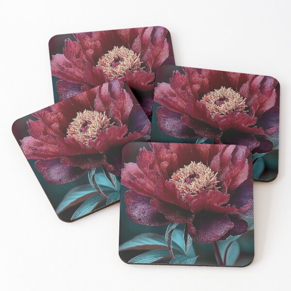 Item preview, Dark Peony Print | Burgundy Moody Botanical Floral Art designed and sold by JPrintsInc.