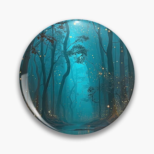 Item preview, Firefly Forest Print | Teal Night Lake Reflection Nature Art designed and sold by JPrintsInc.