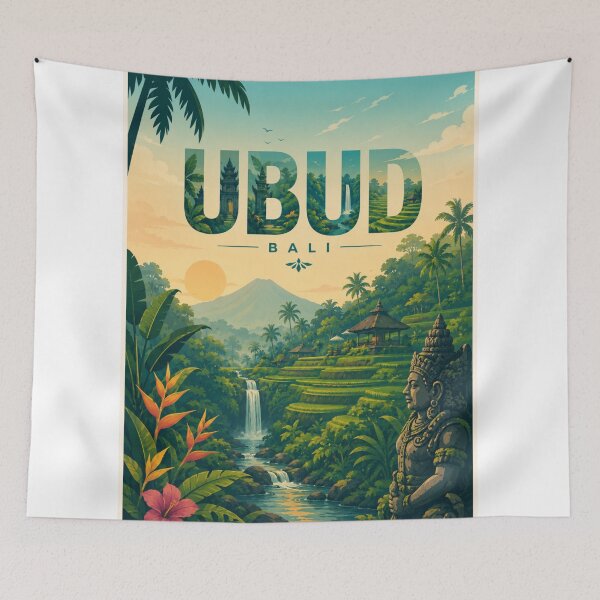 Item preview, Ubud Bali Rice Terraces and Mount Agung Landscape Indonesia designed and sold by StampMyPassport.