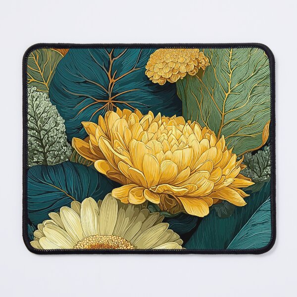 Item preview, Teal Gold Botanical Print | Floral Flatlay Nature Illustration designed and sold by JPrintsInc.
