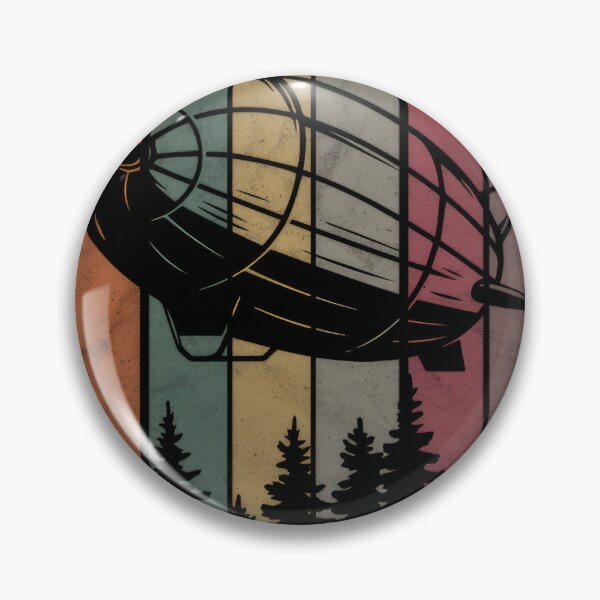Item preview, Vintage Zeppelin Blimp Airship Retro 70s Striped Sky Forest #7299 designed and sold by aztra-art.