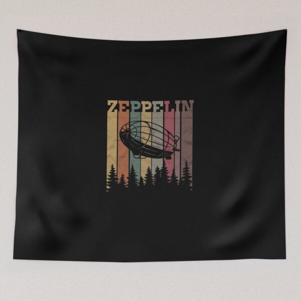 Item preview, Vintage Zeppelin Blimp Airship Retro 70s Striped Sky Forest #7299 designed and sold by aztra-art.