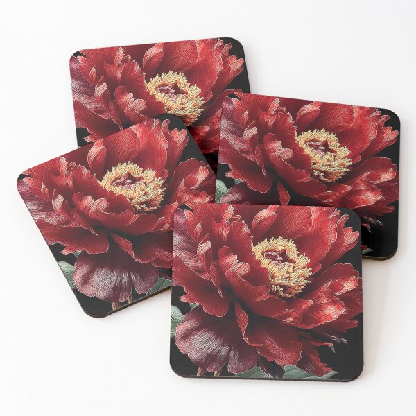 Item preview, Crimson Peony Print | Red Floral Dark Botanical Wall Art designed and sold by JPrintsInc.