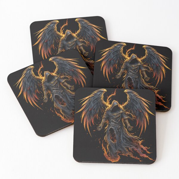 Item preview, dark angel with wings of fire designed and sold by Curative Art.