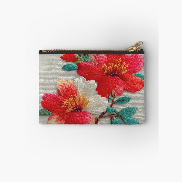 Item preview, Vibrant Red Hibiscus Floral Embroidery Art designed and sold by colorful-white.