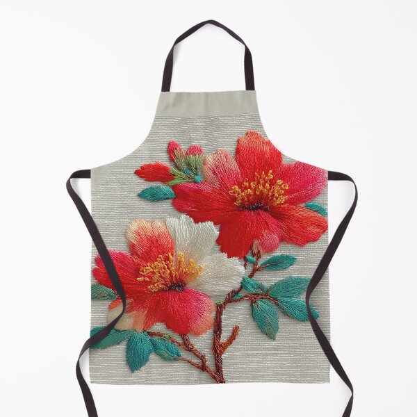Item preview, Vibrant Red Hibiscus Floral Embroidery Art designed and sold by colorful-white.