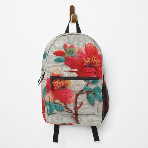 Item preview, Vibrant Red Hibiscus Floral Embroidery Art designed and sold by colorful-white.