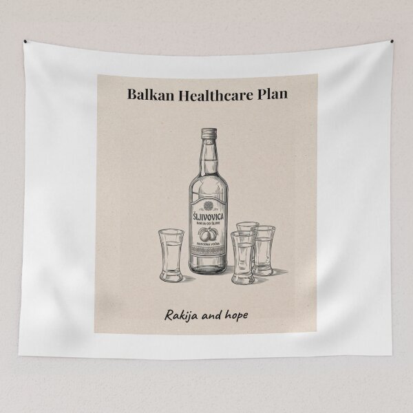 Item preview, Balkan Healthcare Plan Funny Wall Art |  Rakija and Hope |  Balkan Humor Print |  Eastern European Decor designed and sold by Mastalina99.