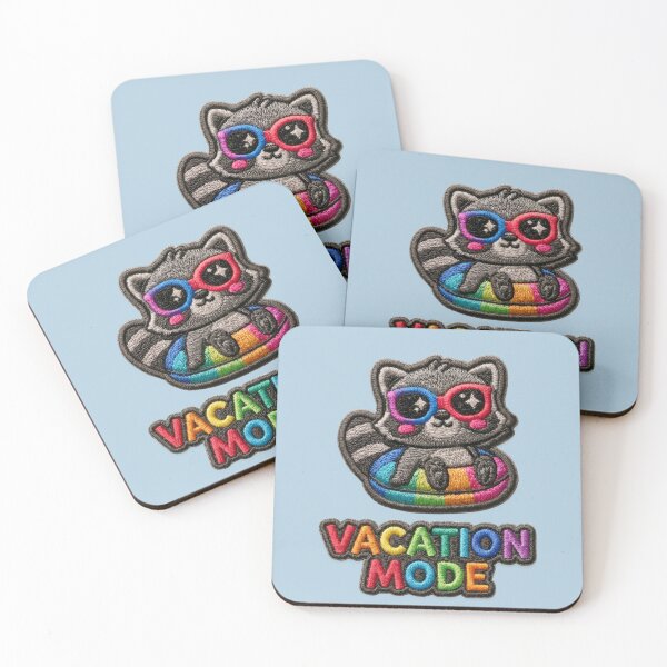 Item preview, Vacation Mode Raccoon Pool Float Patch designed and sold by MegaNovaArt.