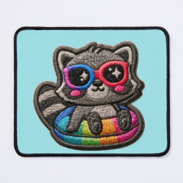 Item preview, Vacation Mode Raccoon Pool Float Patch designed and sold by MegaNovaArt.